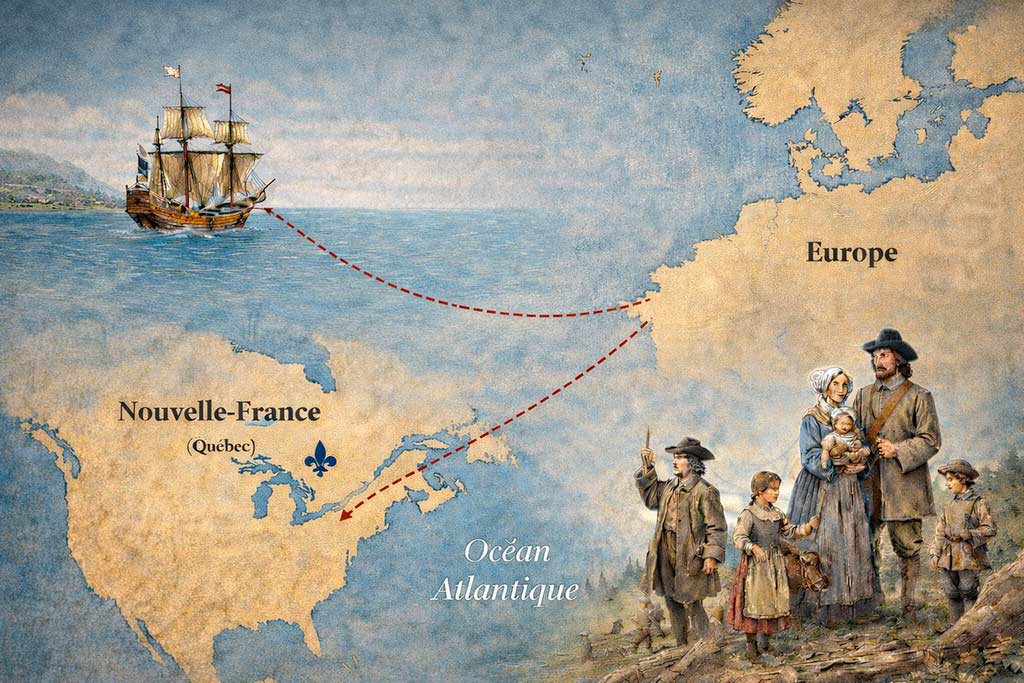 Français partis au Québec : généalogie d’une migration fondatrice (XVIIᵉ–XVIIIᵉ siècles)