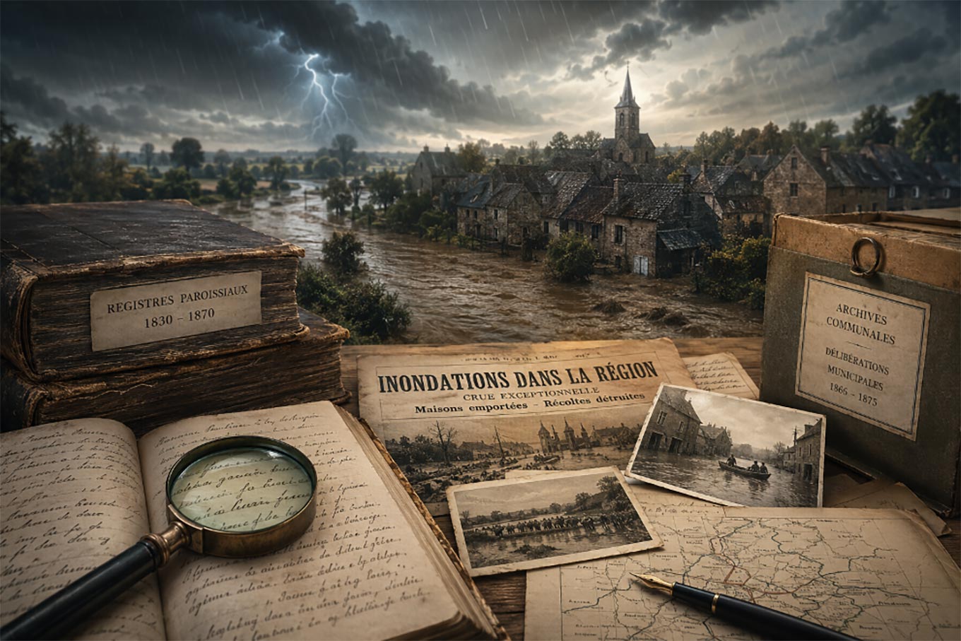 Quand le climat écrit l&rsquo;histoire : retrouver les traces des catastrophes naturelles dans les archives de nos ancêtres
